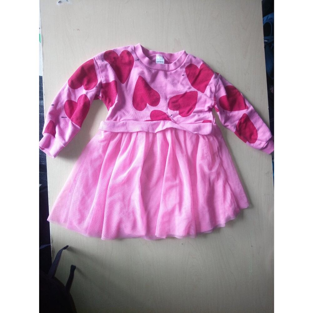 Carters Pink Dress Hearts Girl 3T 3A
